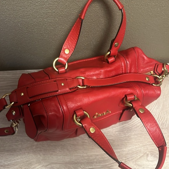 Beautiful Red Authentic Coach Purse with Hidden Long Strap and Short Strap - Picture 8 of 14